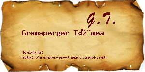 Gremsperger Tímea névjegykártya